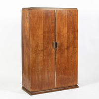 Antique French Art Deco Mahogany Wardrobe Armoire Cabinet, 1940s