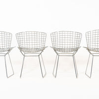 Mid Century Modern Silver Wire Dining Side Chairs by Harry Bertoia for Knoll