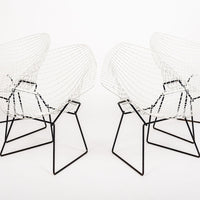 Mid Century White Diamond Wire Chairs by Bertoia for Knoll