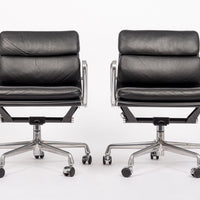 2001 Eames Herman Miller Black Leather Desk Chairs Aluminum Group