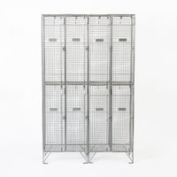 Pair British Industrial Metal Wire Mesh Locker Sets, Made in the UK
