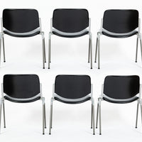 Six Mid Century Italian DSC 106 Leather Stacking Chairs by Giancarlo Piretti for Castelli, 1980s