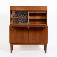 Mid-Century Danish Modern Teak Secretary Desk Cabinet 1960s