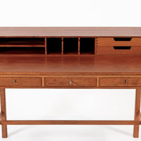 Exceptional Mid Century Danish Teak Writing Desk with Hutch