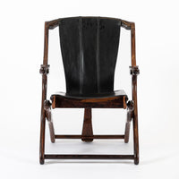 Mid Century Rosewood & Black Leather Folding Lounge Chair by Don Shoemaker
