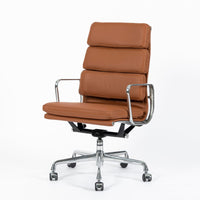 Herman Miller Eames Tall Medium Brown Leather Desk Chair Soft Pad