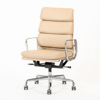 Eames Herman Miller Tall Cream Leather Office Chair Aluminum Group