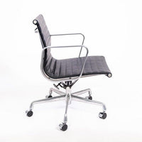 Eames Herman Miller Black Leather Office Chair Thin Pad Aluminum Group