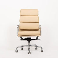Eames Herman Miller Tall Cream Leather Office Chair Aluminum Group