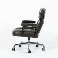 Eames Time Life Executive Lobby Chair for Herman Miller, Dark Gray Leather Office Desk Chair, 1988