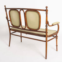 Antique Art Nouveau Bentwood Loveseat Bench and Side Chairs Salon Suite, 1900s