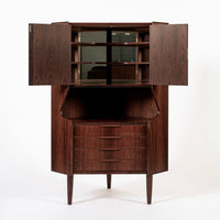 Mid Century Danish Rosewood Corner Bar Cabinet 1960s