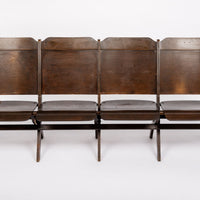 Antique Wood Theater Chairs Four-Seat Folding, GM Building, Detroit