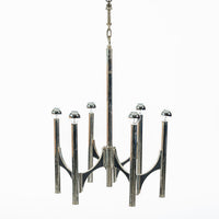 Gaetano Sciolari Italian Chrome Mid Century Modern Chandelier, 1970s