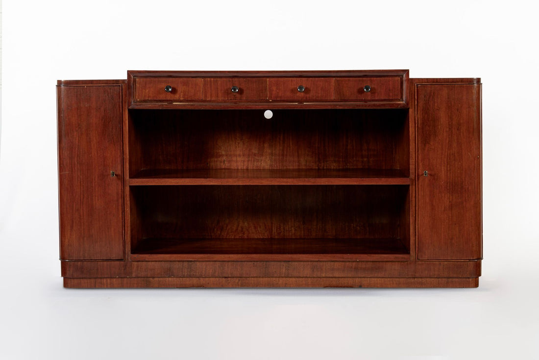 Antique Italian Art Deco Wood Sideboard Credenza or Bar Cabinet 1940s