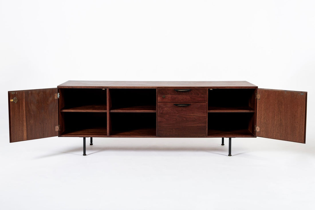 Mid Century Walnut Wood File Cabinet Credenza by Jens Risom