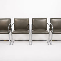 Mid Century Gray Leather Brno Chairs by Mies van der Rohe for Knoll