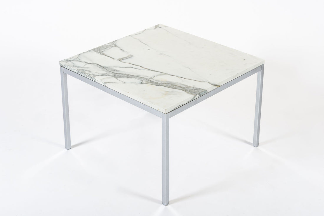 Mid Century Square White Marble Side or Coffee Table by Florence Knoll