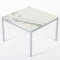 Mid Century Square White Marble Side or Coffee Table by Florence Knoll