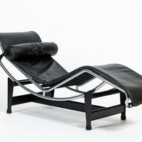 Cassina LC4 Black Leather Chaise Lounge Chair by Le Corbusier 1994