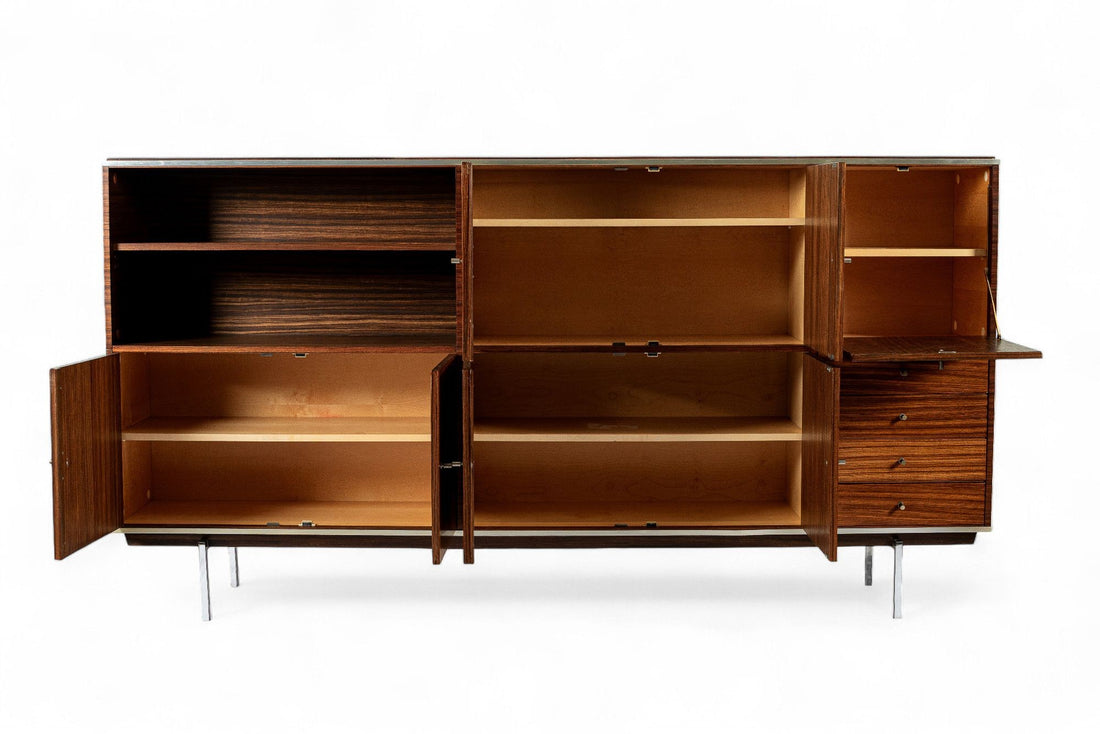 Exceptional Vintage Mid Century French Teak Wall Unit Cabinet