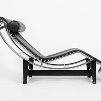 Cassina Black Leather LC4 Chaise Lounge Chair by Le Corbusier