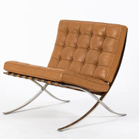 Mid Century Brown Leather Barcelona Chair by Mies van der Rohe for Knoll, 1983