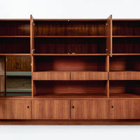 Monumental Vintage Mid Century German Teak Wall Unit Cabinet