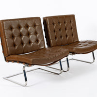 Pair Vintage Brown Tugendhat Lounge Chairs by Mies van der Rohe for Knoll 1960s
