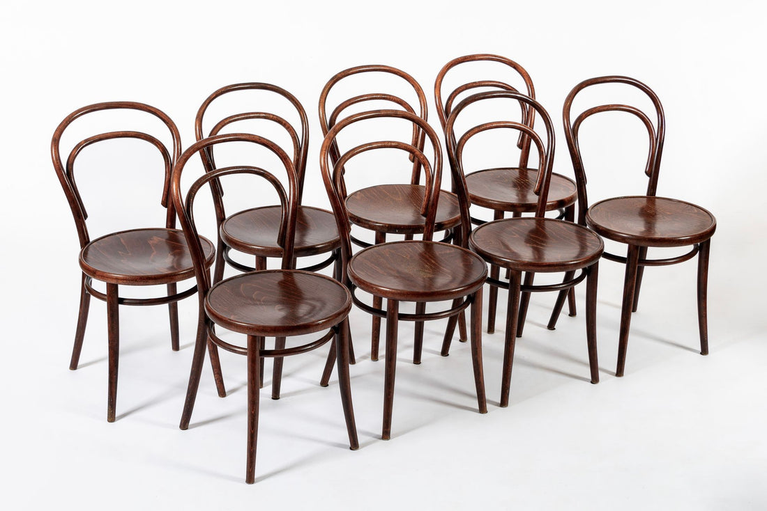 Vintage Bent Wood Cafe Bistro Chairs by Drevounia, Set of 8
