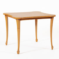 Vintage Art Deco Swedish Square Beech Scalloped Table 1940s