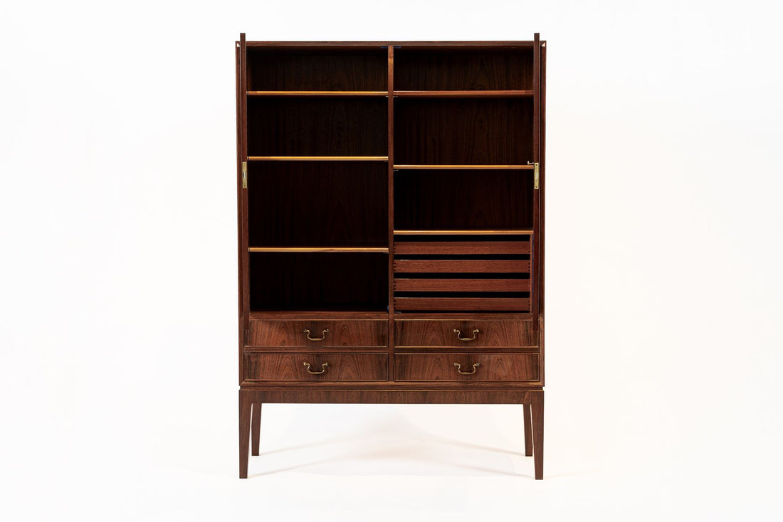 Mid Century Swedish Modern Tall Rosewood Cabinet