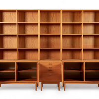 Large Mid Century Danish Teak Wood Bookshelf Wall Unit System