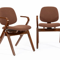 Mid Century Brown Plywood Arm Chairs by Joe Atkinson for Thonet