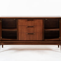 Mid Century Walnut Wood Credenza or Sideboard Cabinet