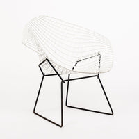 Mid Century White & Black Diamond Wire Chair by Bertoia for Knoll