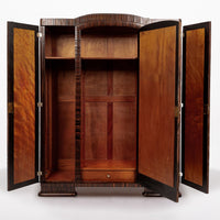Antique French Art Deco Macassar Ebony Wood Wardrobe Armoire Cabinet, 1940s