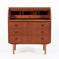 Mid-Century Teak Rolltop Secretary Desk by Egon Ostergaard, Made in Sweden