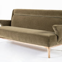 Restored 1940s Art Deco Sofa Mink Mohair, Matching Chair Available