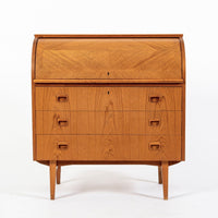 Mid Century Swedish Teak Rolltop Secretary Desk by Egon Ostergaard