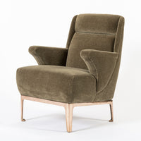 Restored 1940s Art Deco Lounge Chair Mink Mohair, Matching Sofa Available