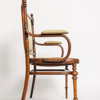 Antique Art Nouveau Bentwood Loveseat Bench and Side Chairs Salon Suite, 1900s