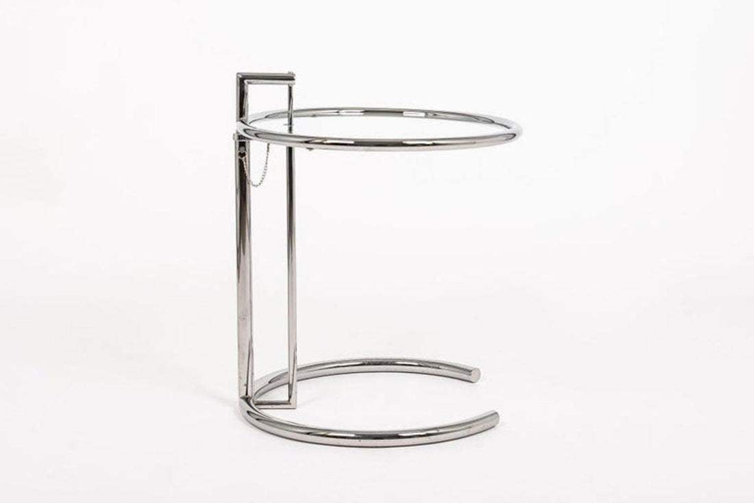 Mid Century Glass & Chrome Round Side Table by Eileen Gray (attr.)