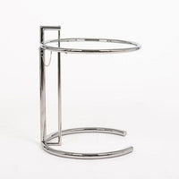 Mid Century Glass & Chrome Round Side Table by Eileen Gray (attr.)