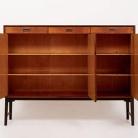Mid Century Swedish Teak Wood High Cabinet Credenza or Sideboard