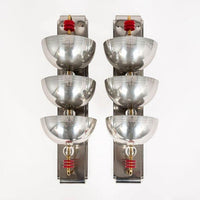 Antique Art Deco Large Silver Metal Wall Sconce Lamps, 34”