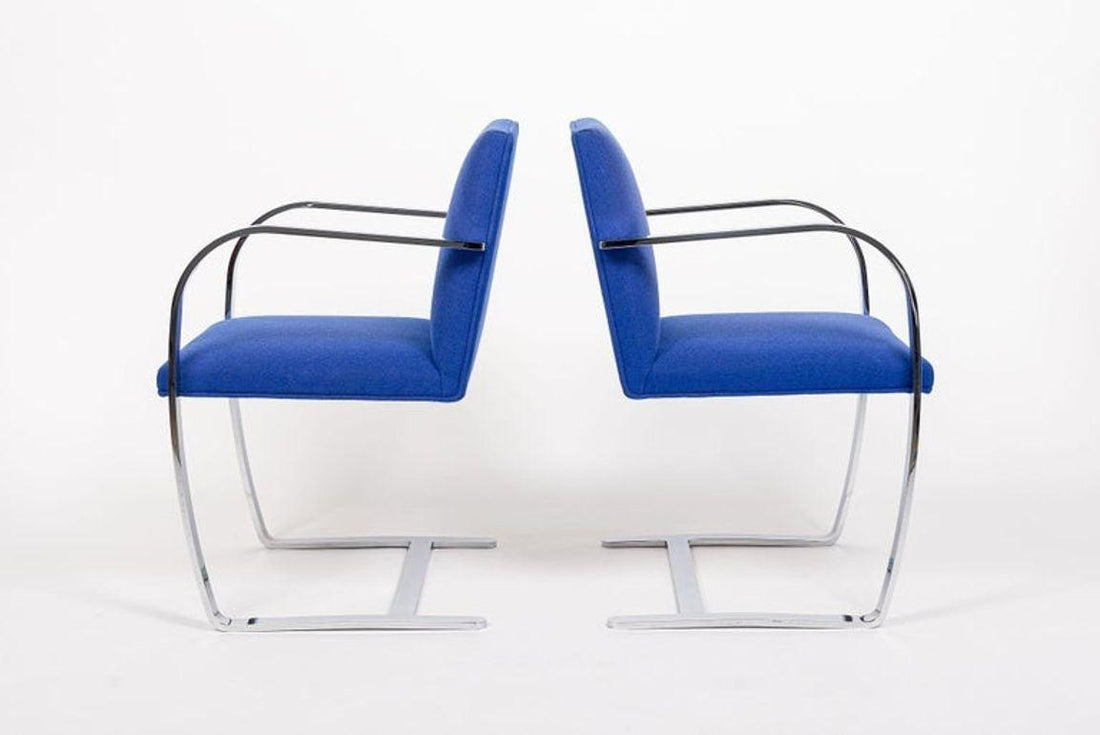 Mid Century Blue Brno Chairs by Mies van der Rohe for Knoll, 2006