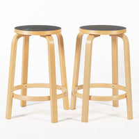 Mid Century Finnish Birch & Black 64 Stools by Alvar Aalto for Artek, 2015