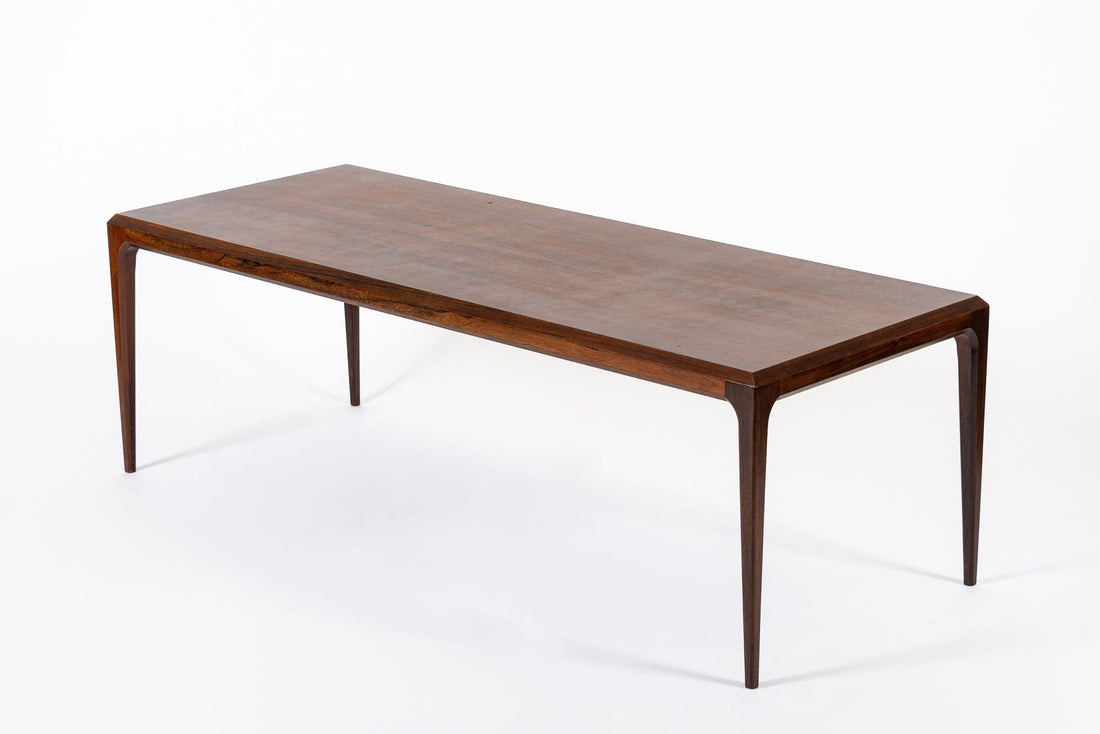 Vintage Danish Modern Long Rosewood Coffee Table by Johannes Andersen 1960s