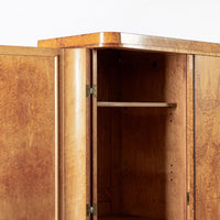 Antique Art Deco Burlwood Elm Armoire Wardrobe Cabinet